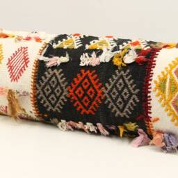 Handmade King Kilim Pillow Cover, Turkish Lumbar Cushion - 12x48 Inch - thumbnail 3