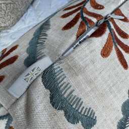 "Embroidered Leaf Design Cushion, Decorative Bolster Cushion 16"" X 6" - thumbnail 2