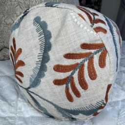 "Embroidered Leaf Design Cushion, Decorative Bolster Cushion 16"" X 6" - thumbnail 3