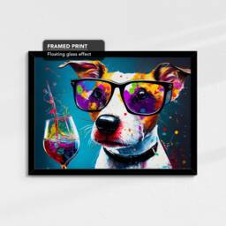 Jack Russell Toasting Drink Glasses Dog Pet Abstract Oil Painting Framed Poster Print & Canvas Wall Art Living Home Decor Gift - thumbnail 2