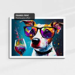 Jack Russell Toasting Drink Glasses Dog Pet Abstract Oil Painting Framed Poster Print & Canvas Wall Art Living Home Decor Gift - thumbnail 3