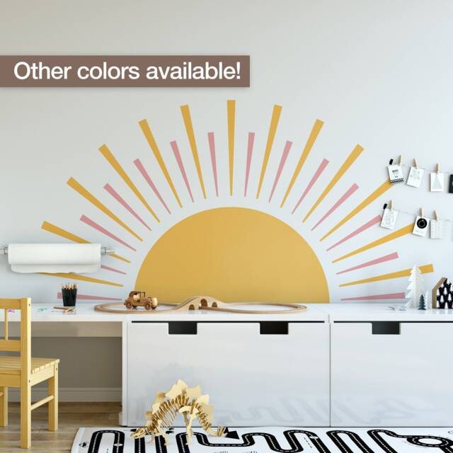 Rising Sun Wall Decal, Half Sun, Scandinavian Nursery, Boho Nursery Decor, Sunshine, Sunrise, Skuhsdm - image 1