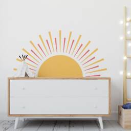 Rising Sun Wall Decal, Half Sun, Scandinavian Nursery, Boho Nursery Decor, Sunshine, Sunrise, Skuhsdm - thumbnail 4