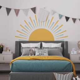 Rising Sun Wall Decal, Half Sun, Scandinavian Nursery, Boho Nursery Decor, Sunshine, Sunrise, Skuhsdm - thumbnail 2