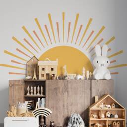Rising Sun Wall Decal, Half Sun, Scandinavian Nursery, Boho Nursery Decor, Sunshine, Sunrise, Skuhsdm - thumbnail 3
