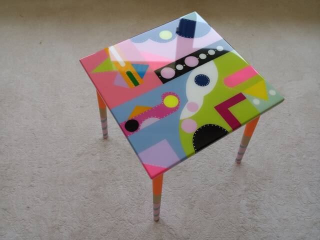 Handmade Epoxy Resin Coffee Table Colorful Abstract Pop Art Side Table - image 1