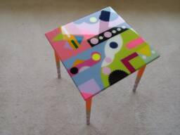 Handmade Epoxy Resin Coffee Table Colorful Abstract Pop Art Side Table - thumbnail 1