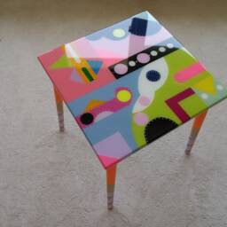 Handmade Epoxy Resin Coffee Table Colorful Abstract Pop Art Side Table - thumbnail 3