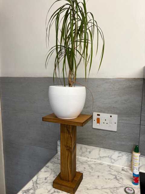 Wooden Plant Stand Pedestal Handcrafted in UK , Freestand Shelf, Two Colours Available, Free Delivery - image 1
