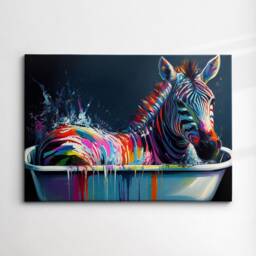 Zebra in The Tub Abstract Oil Painting Canvas Art Funky Wall Art, Framed Poster Print, Home/Office Room Decor, Gifts - thumbnail 3