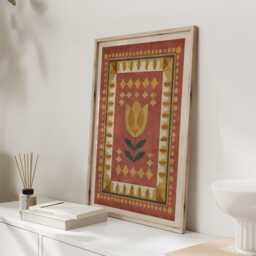 Golden Tulip - Folk Art Floral Wall Vintage Pattern Print - thumbnail 2