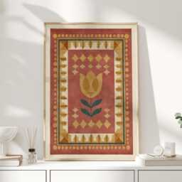 Golden Tulip - Folk Art Floral Wall Vintage Pattern Print - thumbnail 1