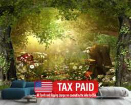 Fairy Forest Wallpaper Mural, Enchanting Woodland Nursery, Peel & Stick - thumbnail 1