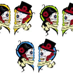 Set Of 2 Parts Till Death Do Us Part Wedding - Sugar Skull Dia De Los Muertos Calavera Wall Clock Deco - thumbnail 3