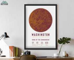Washington Commanders Stadium Map Print Unique Framed Gift - For Him Dad Brother Granddad Uncle American Football Poster Decor - thumbnail 1
