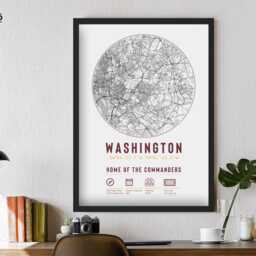 Washington Commanders Stadium Map Print Unique Framed Gift - For Him Dad Brother Granddad Uncle American Football Poster Decor - thumbnail 2