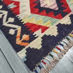 Heritage Runner Rug, Handmade Artisan Afghan Turkish Scandinavian Navajo Bohemian Flatweave Wool Multicolour Kilim Rug 294x64 cm - thumbnail 3