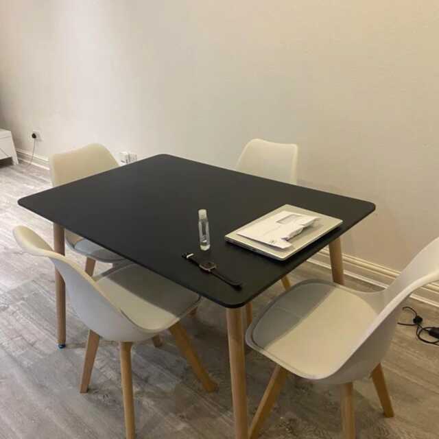 5-Piece Modern Dining Set - Balck Rectangular Table With 4 Lorenzo Tulip Chairs & Padded Seat - image 1