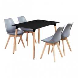 5-Piece Modern Dining Set - Balck Rectangular Table With 4 Lorenzo Tulip Chairs & Padded Seat - thumbnail 3