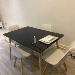 5-Piece Modern Dining Set - Balck Rectangular Table With 4 Lorenzo Tulip Chairs & Padded Seat