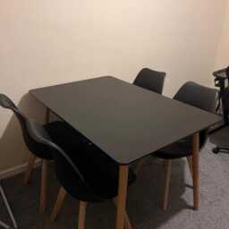 5-Piece Modern Dining Set - Balck Rectangular Table With 4 Lorenzo Tulip Chairs & Padded Seat - thumbnail 2