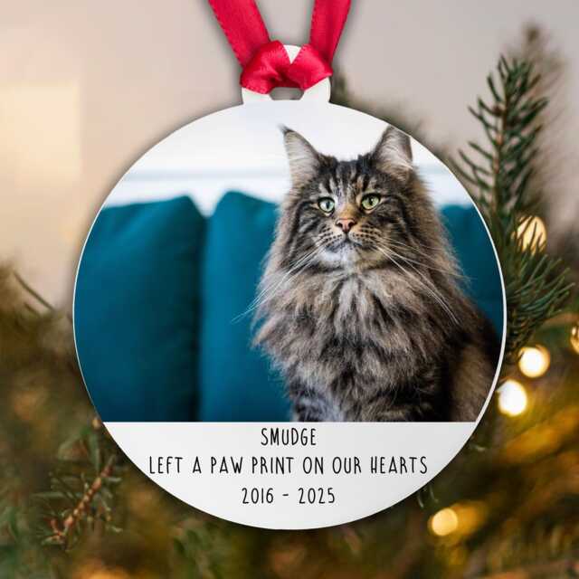 Personalised Cat Memorial Tree Decoration Bauble - Kitten Animal Pet Acrylic - image 1
