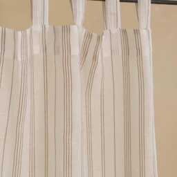Dexter Linen Sheer Curtain, Striped Natural For Bedroom & Livingroom, Extra Long Curtain Drape, 1Pc - thumbnail 2