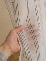 Dexter Linen Sheer Curtain, Striped Natural For Bedroom & Livingroom, Extra Long Curtain Drape, 1Pc - thumbnail 1