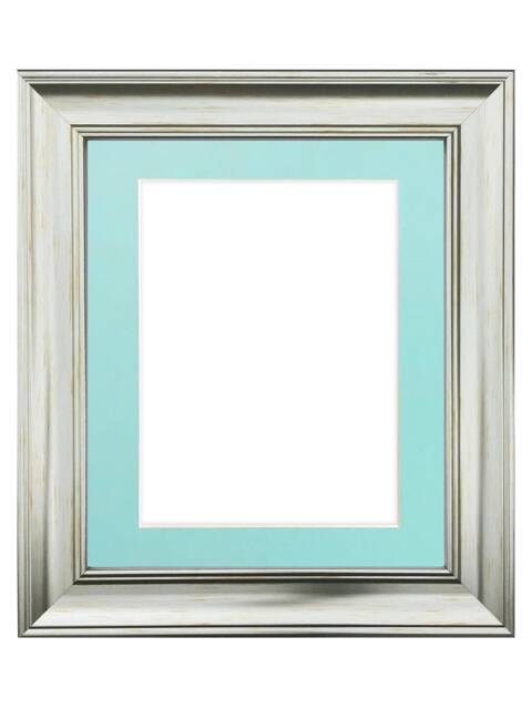 Scandi Silver Picture Frame With Blue Mount Vintage Photo Display - image 1