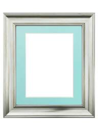 Scandi Silver Picture Frame With Blue Mount Vintage Photo Display