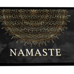 Namaste Door Mat - Yoga Studio Black Gold Mandala Workout Room , Non Slip Gym Door Mat - thumbnail 2