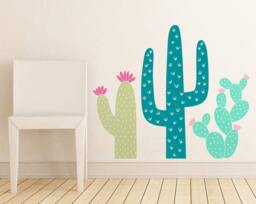 Cactus Wall Decals - Nursery Decal, Cacti Decals, Kids Room Succulent Decor, Unique Decor - thumbnail 1