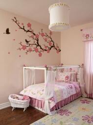 Cherry Blossom Branch Wall Decals Nursery Decor With Flying Birds - thumbnail 1