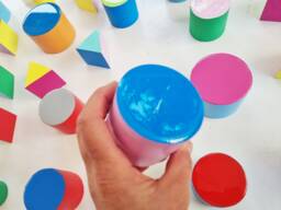 Packs Of Hand Painted Colored Wooden Triangles & Cylinders. 3D Wall Art By Natswoodart, Choose The Number Shapes. Self-Install ?? - thumbnail 1
