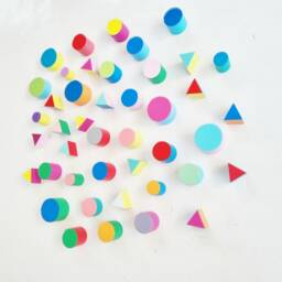 Packs Of Hand Painted Colored Wooden Triangles & Cylinders. 3D Wall Art By Natswoodart, Choose The Number Shapes. Self-Install ?? - thumbnail 3