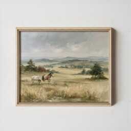 Horse Pasture Poster, Country Landscape Print, Farmhouse Wall Art, Paper - thumbnail 3