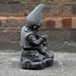 Stone Gnome With Frog Sculpture Outdoor Feeding A Statue Concrete Troll Figurine Animal Ornament Gnome Lover Gift Frog Yard Art - thumbnail 4