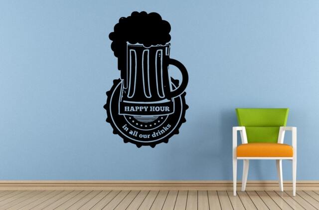Happy Hour Cocktails Drinks Specials Stamp Sign Logo Store Shop Salon Window Wall Decal Vinyl Sticker Mural Room Decor L1715 - image 1