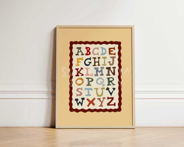 Alphabet Wild West Wall Art Print - Colourful Abc Poster For Kids Room, Nursery Or Playroom Educational Letters Learning Decor Unframed - image 1