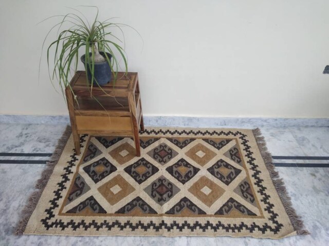 Handwoven Jute Kilim Bohemian Dhurrie, Rug ., Carpet - image 1
