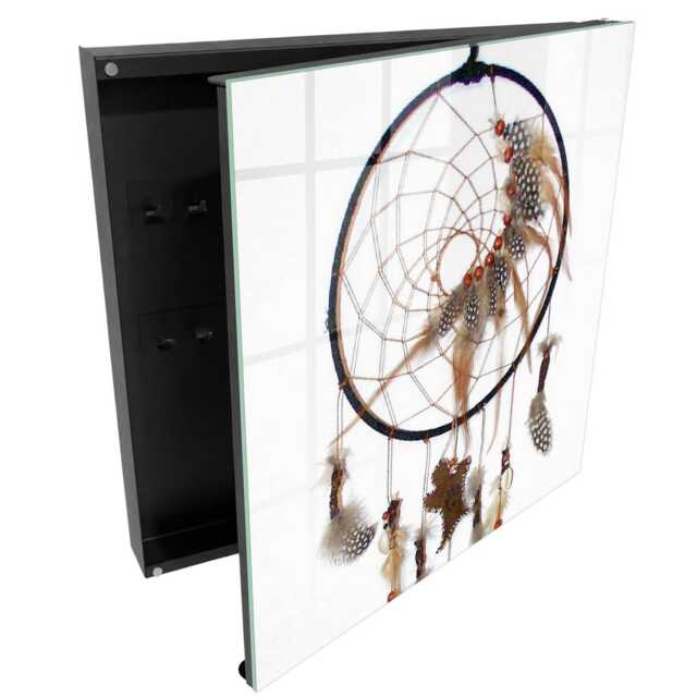 Ancient Talisman Wall Mounted Key Cabinet, Brown Box For Wall, Boho Art, Lovers Of Ethnic Decorations - image 1