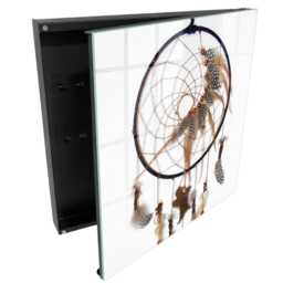 Ancient Talisman Wall Mounted Key Cabinet, Brown Box For Wall, Boho Art, Lovers Of Ethnic Decorations - thumbnail 1