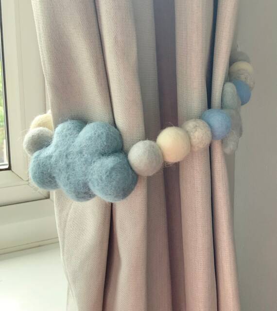 Cloud & Star Curtain Tie Back Blue Nursery Decor - image 1
