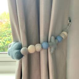 Cloud & Star Curtain Tie Back Blue Nursery Decor - thumbnail 2