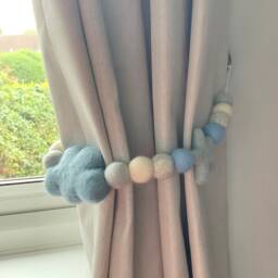 Cloud & Star Curtain Tie Back Blue Nursery Decor - thumbnail 3