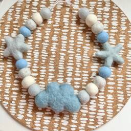 Cloud & Star Curtain Tie Back Blue Nursery Decor - thumbnail 4