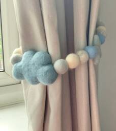 Cloud & Star Curtain Tie Back Blue Nursery Decor