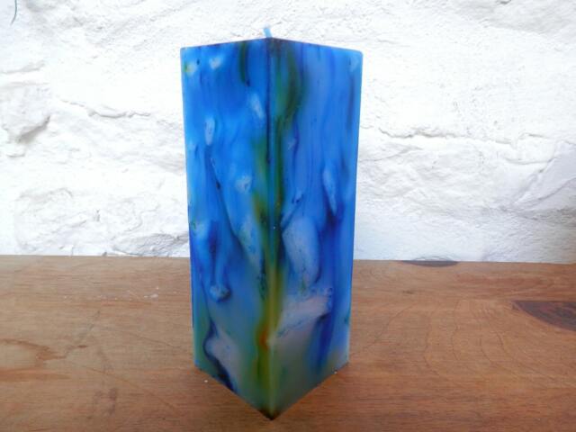 Candles, Square Candle, Marbled Candle. Blue Unscented Handmade Candle - image 1