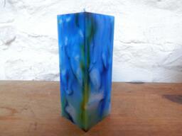 Candles, Square Candle, Marbled Candle. Blue Unscented Handmade Candle - thumbnail 1