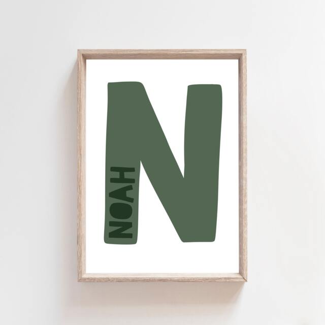 Personalised Initial Print, Nursery Prints, Name Kids Wall Art, Boys Bedroom Decor, Girls Baby Gift - image 1